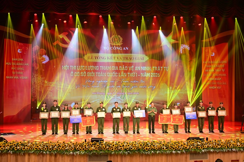 Hội thi lực lượng tham gia bảo vệ ANTT ở cơ sở giỏi toàn quốc lần thứ nhất, năm 2026: Trao 03 giải A cho đội thi thành phố Hải Phòng, thành phố Hà Nội và thành phố Hồ Chí Minh